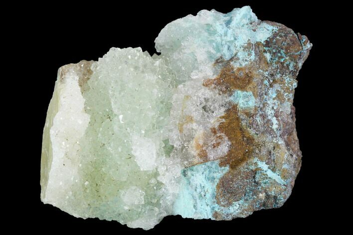 Quartz on Chrysocolla & Calcite - Peru #98095